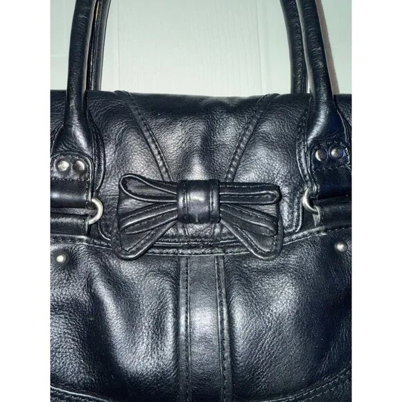 Xude London Black Soft Genuine Leather Shoulder Bag With Bow Leather - Picture 12 of 13